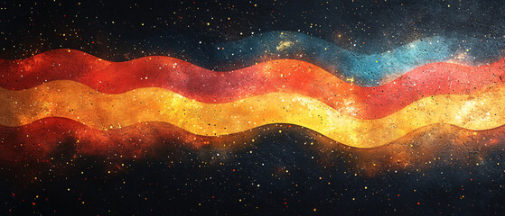 Abstract Wavy Lines with Red, Orange, and Blue Colors on a Dark Background