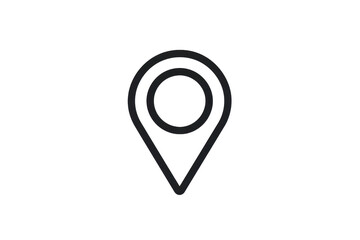 Poster - Minimalistic line icon of a map marker or location pin, representing direction, navigation, and geographic pinpointing in vector style.