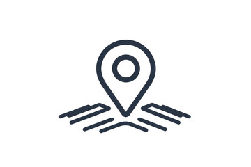 Poster - Minimalist black and white location pin icon on a transparent background, representing navigation and geographic positioning.