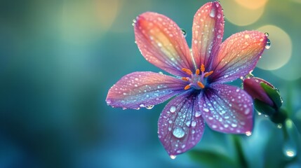 Poster - Vibrant Flower with Raindrops on Petals