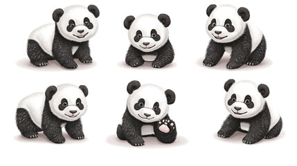 Poster - Adorable Baby Panda Cubs Playing Together on a Transparent Background Generative AI