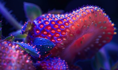 Canvas Print - Close-up of a strawberry with a unique texture. AI.