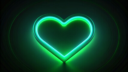 Poster - A bright neon green heart shape illuminates the dark background, creating an inviting and contemporary atmosphere suitable for various occasions or celebrations