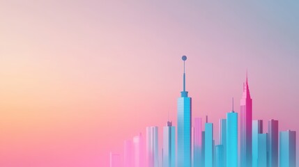 Poster - A panoramic view of a city skyline with various communication towers and antennas, showcasing the infrastructure that powers global connectivity.