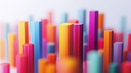 Poster - colorful 3d bar chart visualization background
