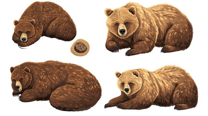 Poster - Ferocious Brown Grizzly Bears Set Against a Transparent Backdrop Generative AI