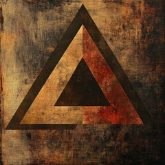 Poster - Textured background features overlapping asymmetrical triangular shapes in warm earthy hues, showcasing a contemporary artistic design. Generative AI