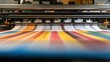 © Pinklife - An industrial fast-paced printing process with color streams unfurling from a large machine, creating a stunning array of hues in a dynamic business environment.