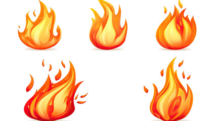 Poster - set of vibrant flame illustrations on transparent background generative ai