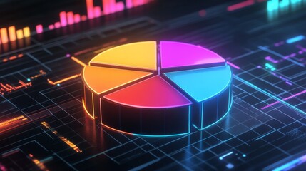 Poster - Colorful Digital Pie Chart with Neon Effects