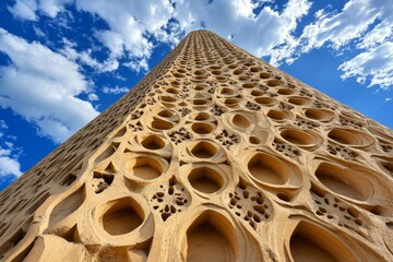 Aufkleber - Minimalist design of the Great Mosque of DjennÃ©, with clean, simple lines representing its unique mud-brick structure