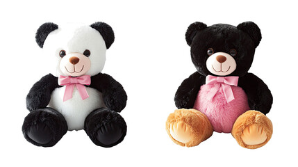 Poster - Colorful Collection of Plush Teddy Bears on a Transparent Background Generative AI