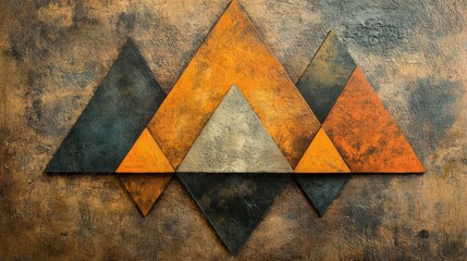 Aufkleber - Bold triangular forms in black, gray, and orange are arranged against a textured surface, enhancing the overall visual appeal. Generative AI