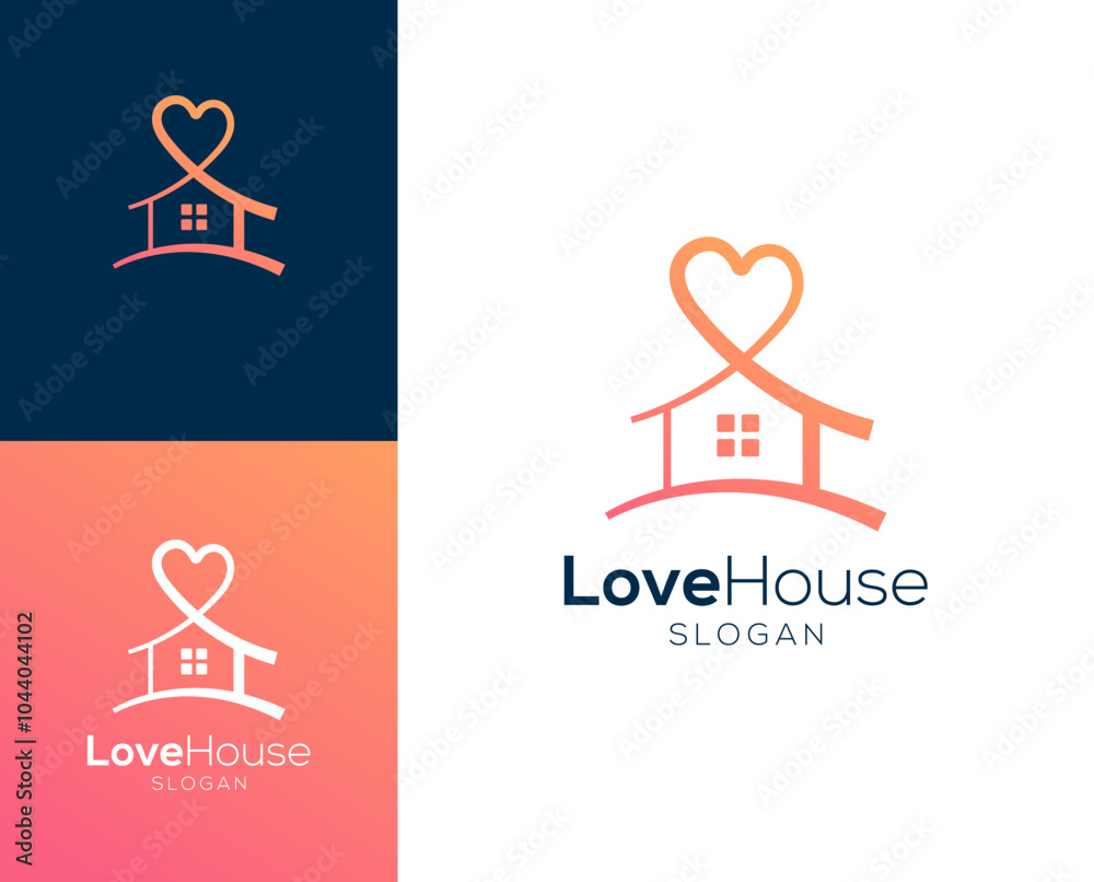 Love house logo. Heart with home vector logo design. Stock Vector ...
