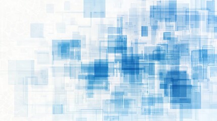 Poster - Abstract blue geometric design featuring layered squares and rectangles in a modern style against a light background