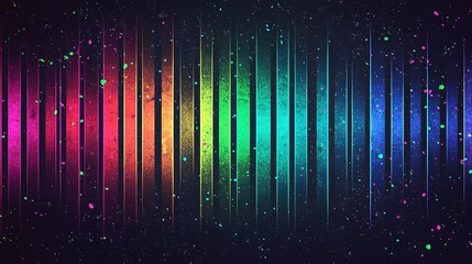 Poster - Vibrant sound waves in colorful spectrum illuminating dark background creating an energetic visual representation of music