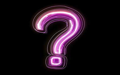 Poster - colorful neon question mark glowing against a black background, symbolizing curiosity and inquiry in