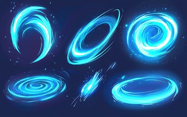Poster - Vibrant blue energy swirls and cosmic patterns creating dynamic visuals suitable for backgrounds, graphics, or animations