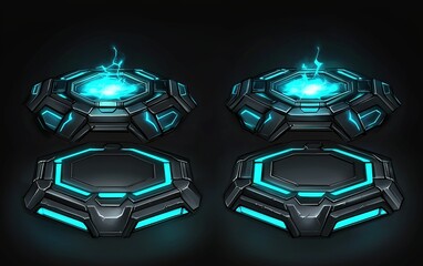 Poster - Futuristic glowing technology with electric effects in a dark space setting showcasing innovative design elements