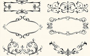 Decorative black and white floral frames designed for elegant card invitations or artistic projects showcasing intricate details