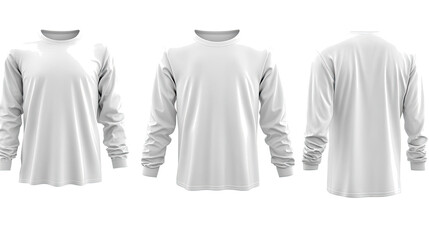 Poster - long sleeve plain white t shirts displayed from multiple views generative ai