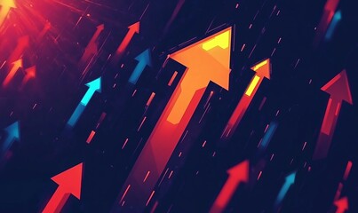 Poster - Growth up arrow sign business success graphic design on illustration concept web banner background of abstract direction icon symbol market trend or increase money forward target startup presentation