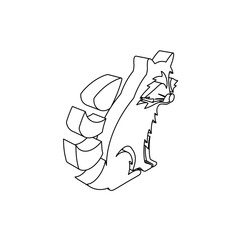 Poster - The outline of a large raccoon symbol is made with black lines. 3D view of the object in perspective. Vector illustration on white background