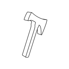 Poster - The outline of a large axe symbol is made with black lines. 3D view of the object in perspective. Vector illustration on white background