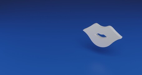 Poster - Isolated realistic white lips symbol with shadow. Located on the right side of the scene. 3d illustration on transparent background