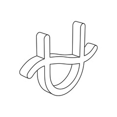 Poster - The outline of a large zodiac ophiuchus symbol is made with black lines. 3D view of the object in perspective. Vector illustration on white background