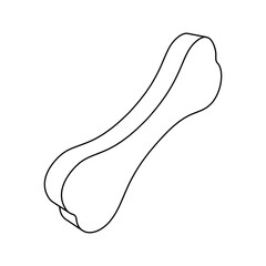 Poster - The outline of a large dog bone symbol is made with black lines. 3D view of the object in perspective. Vector illustration on white background