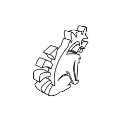 Poster - The outline of a large raccoon symbol is made with black lines. 3D view of the object in perspective. Vector illustration on white background