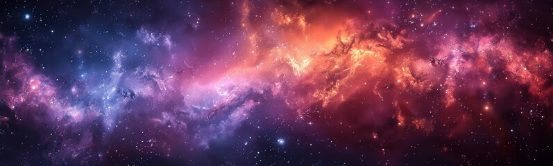 Wall Mural - Purple and red galaxy with stars and a bright light