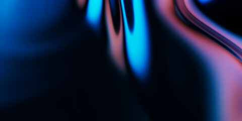 Aufkleber - Abstract metallic soft waves, shiny iridescent liquid shapes. 3d render illustration