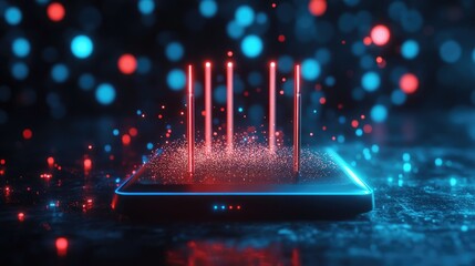 Poster - Futuristic Device with Bright Light and Particles