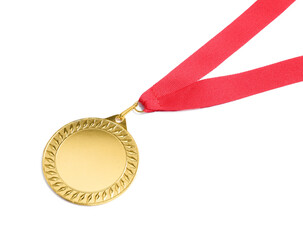 Canvas Print - One golden medal isolated on white, above view