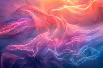 Wall Mural - Ethereal Waves of Colorful Fabric Flowing in a Dreamlike Abstract Background