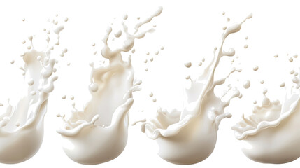 Poster - realistic milk splashes on transparent background generative ai
