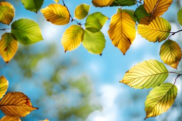 Wall Mural - Vibrant Autumn Leaves Against a Clear Blue Sky