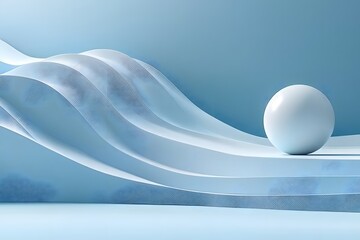 Poster - Serene Blue Waves with a Minimalist Sphere