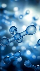 Poster - abstract 3d illustration of molecules, atoms, and chemical bonds on a blue background