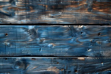 Poster - Textured Blue Wooden Planks with Natural Grain Patterns