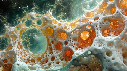 A mesmerizing tangle of frothy bubbles each one representing a minuscule piece of the intricate puzzle of reality.