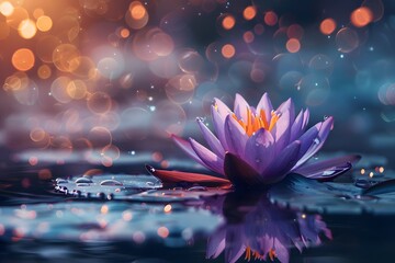 Canvas Print - Serene Water Lily Amidst a Dreamy Bokeh Background