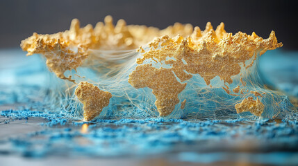 Poster - AI network nodes create a captivating visual link among continents showcasing global connectivity and technology