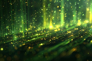 Poster - Enchanting Green Light Particles in a Mystical Atmosphere