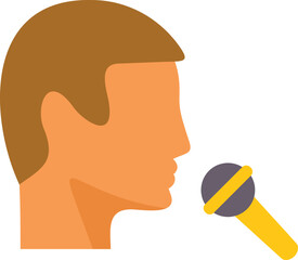 Poster - man is speaking with a microphone in this flat design illustration