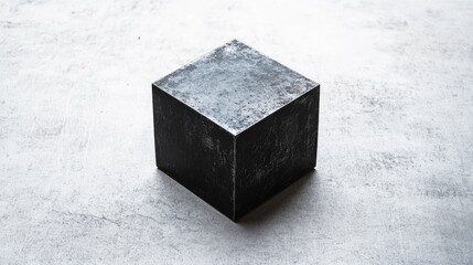 Poster - Minimalist Steel Cube on Neutral Surface