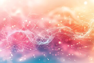 Poster - Ethereal Abstract Background with Colorful Light and Network Patterns