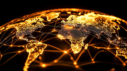Poster - AI nodes link continents, highlighting our interconnected global digital landscape